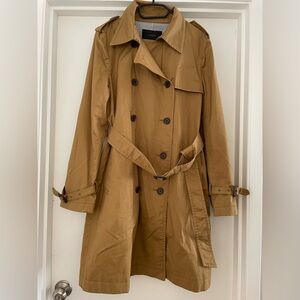 JCrew Double Breasted Belted Trench Coat in Camel